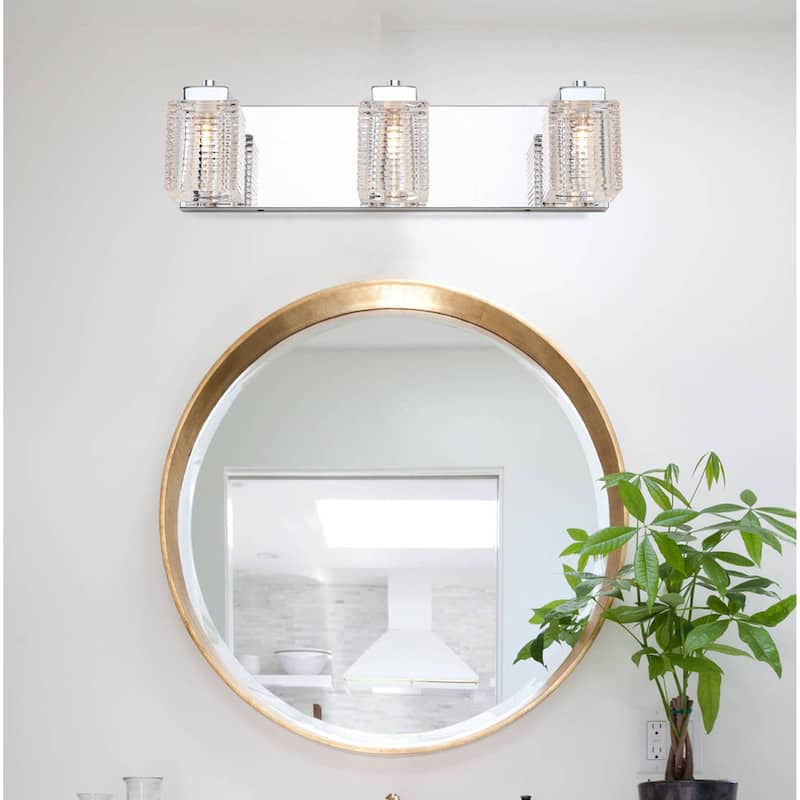 Mordern Glass Shade Vanity Wall Sconce Chrome Finished - chrome