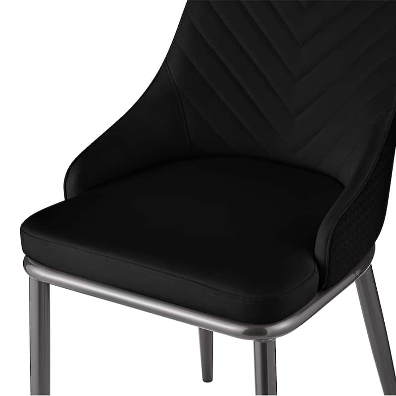 Faux Leather Upholstered Dining Chairs with Woven Back, Set of 2 - 18.11"W x 21.26"D x 36.61"H