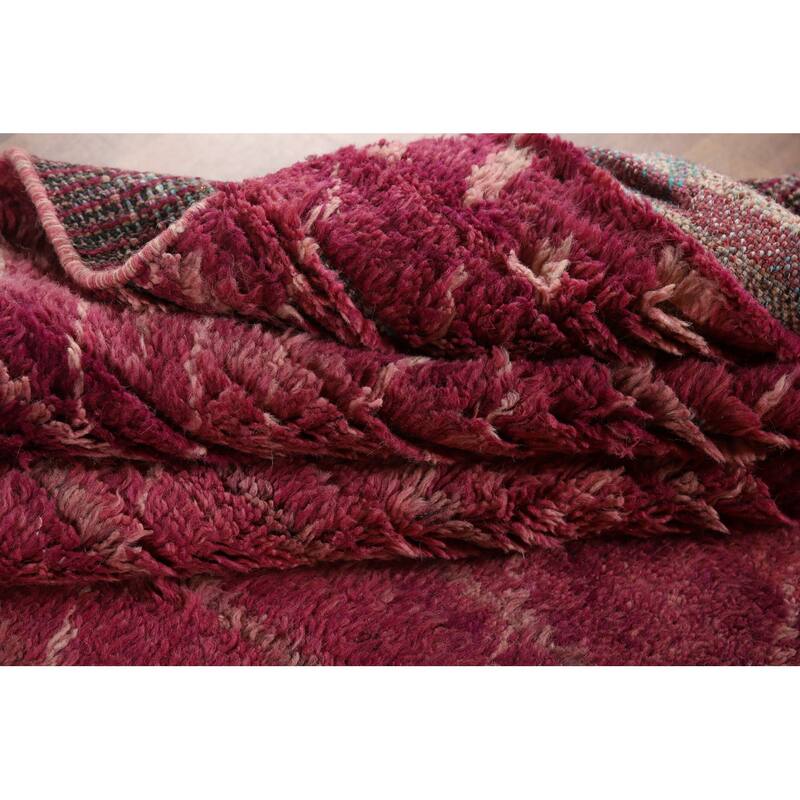 Plush Trellis Moroccan Large Area Rug Handmade Wool Carpet - 9'6" x 14'7"
