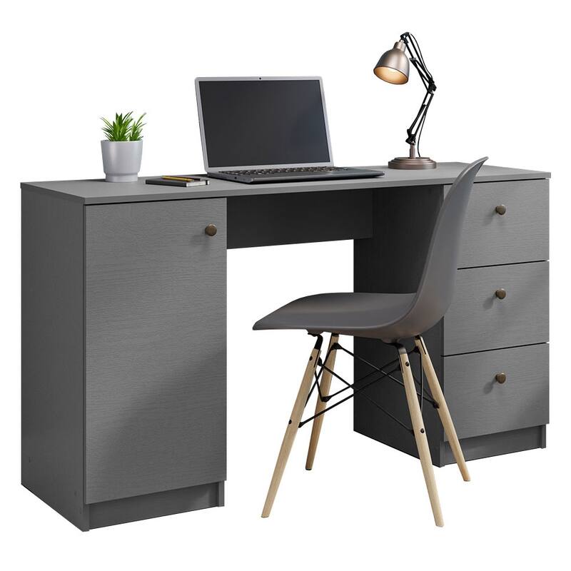 Madesa Home Office Gaming Computer Desk, Cable Management and Large Monitor Stand, 30" H x 18" D x 53" W - White