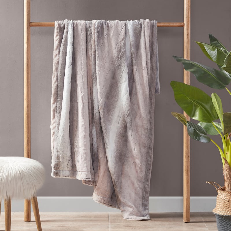 1PC 50x60" Faux Fur Throw Blanket with Mink Back Soft Reversible Machine Washable