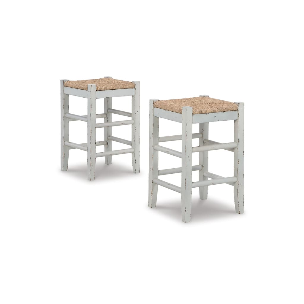 Anya Counter Height Stool Set of 2, Brown Woven, 23 Inch Rustic White