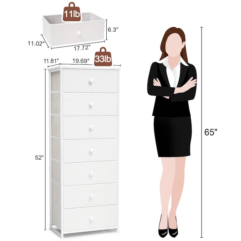 Slim Tall Vertical 7-Drawer Chest Dresser Closet Storage Organizer Unit for Bedroom