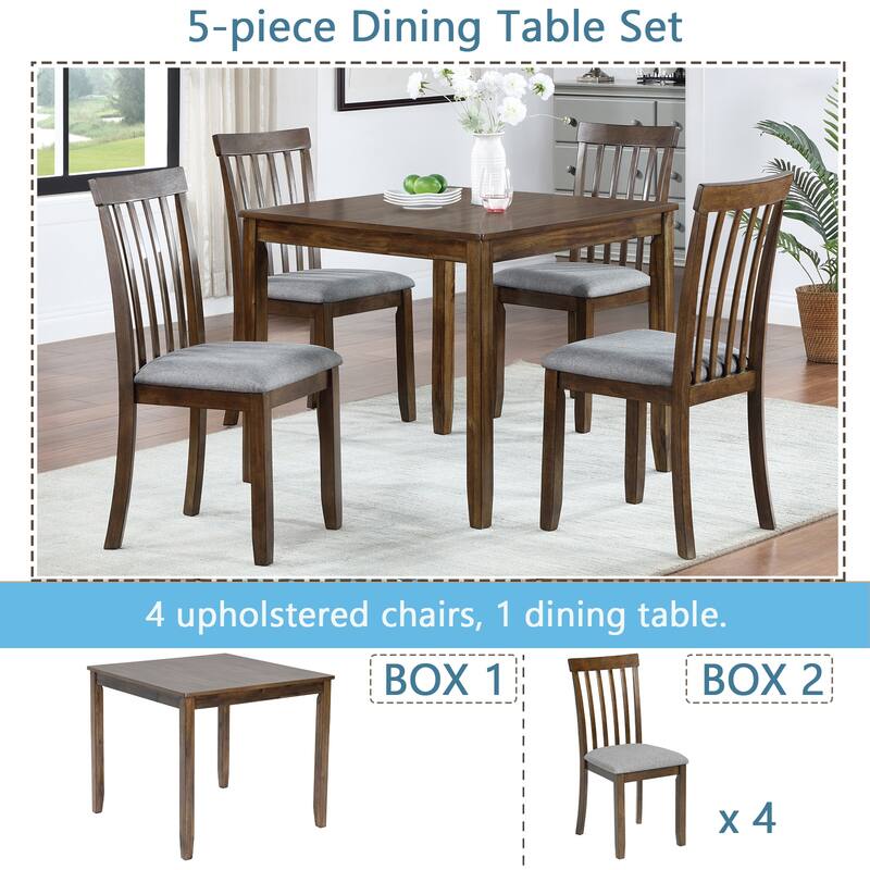 5 Piece Dining Set with 4 Upholstered Chairs