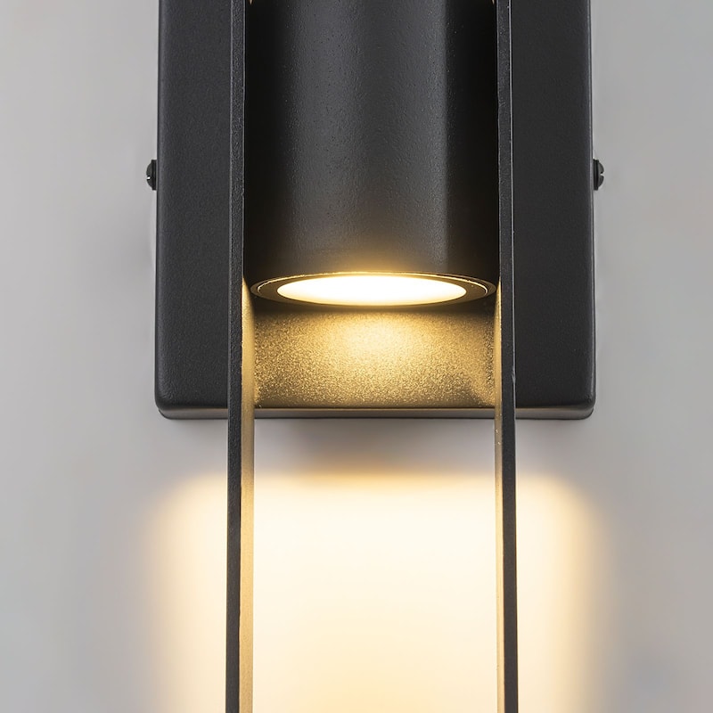 Modern Black Dimmable LED Outdoor Wall Sconce - 15.7 in.