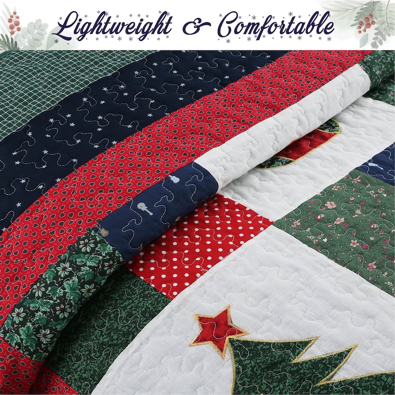 Cozy Line Merry Christmas Cotton Reversible Quilt Bedding Set
