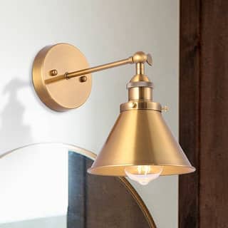 1-Light Modern Industrial Gold Brass Wall Swing Arm Lamp Wall Sconce