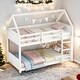 preview thumbnail 30 of 40, Twin over Twin Wooden House-shaped Floor Bunk Bed with Ladder