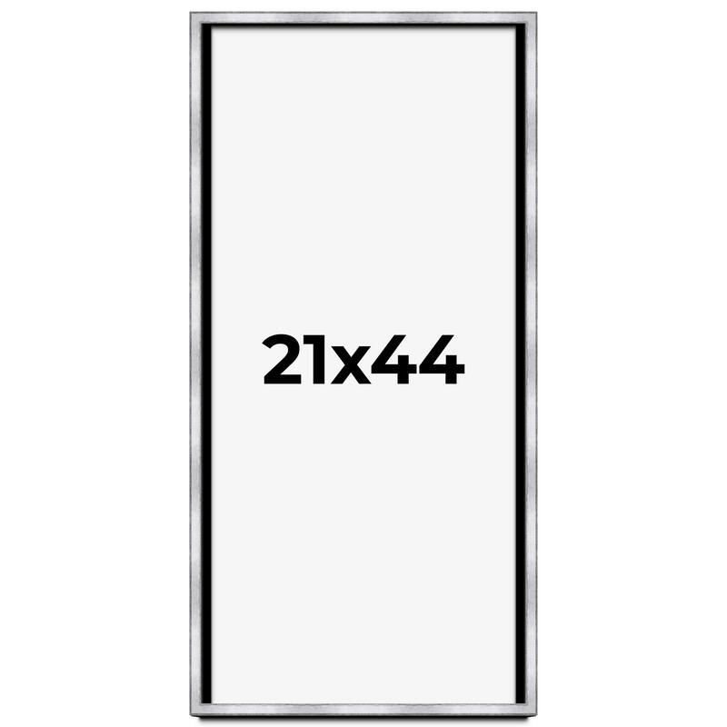 21x44 Shadow Box Frame Silver | 1.375 Inches Deep Real Wood