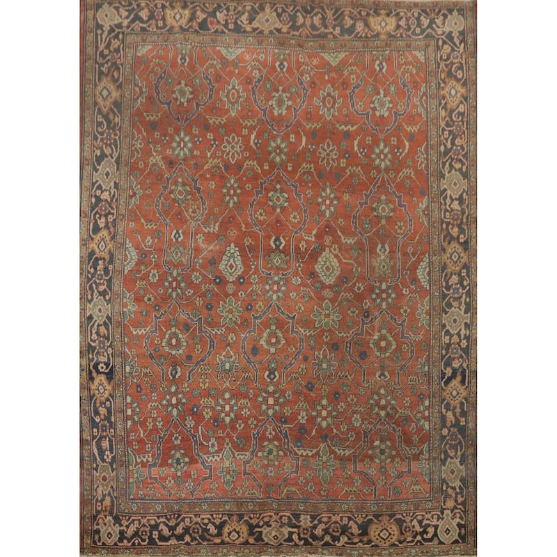 Hand Knotted Oriental 100% Wool Carpet Traditional Floral Oranges & Rust Sultanabad Area Rug - 9' 9'' X 8' 9''