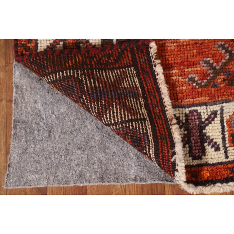 Geometric Qashqai Persian Vintage Runner Rug Handmade Wool Carpet - 4'5"x 13'3"