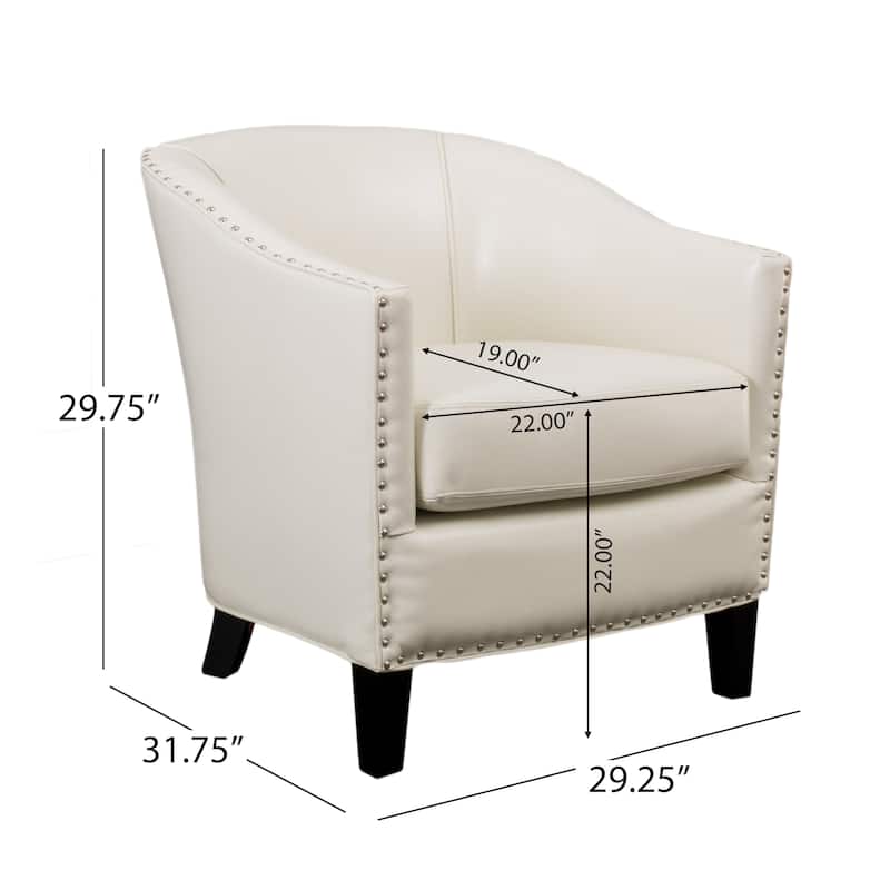 Austin Ivory Bonded Leather Club Chair by Christopher Knight Home