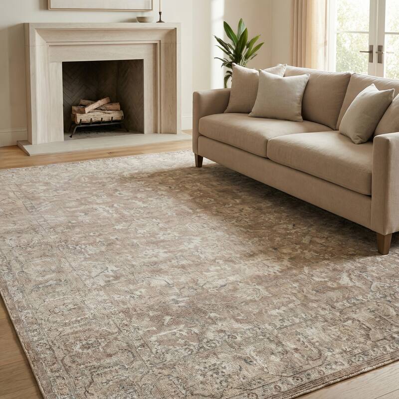 EXQUISITE RUGS Tuscany Hand-loomed Wool/Bamboo Silk Tan Area Rug.