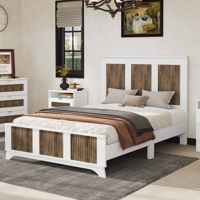 Farmhouse Wooden Platform Full Size Bed