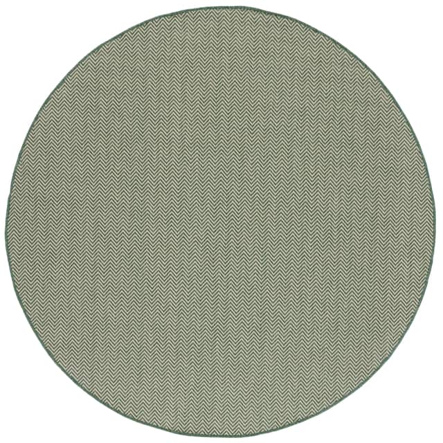 SAFAVIEH Courtyard Carolann Indoor/ Outdoor Waterproof Patio Backyard Rug - 6'7" x 6'7" Round - Dark Green/Beige