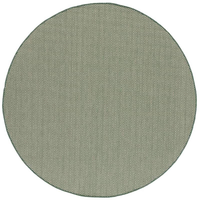 SAFAVIEH Courtyard Ilmur Indoor/ Outdoor Waterproof Patio Backyard Rug - 6'7" Round - Dark Green/Beige