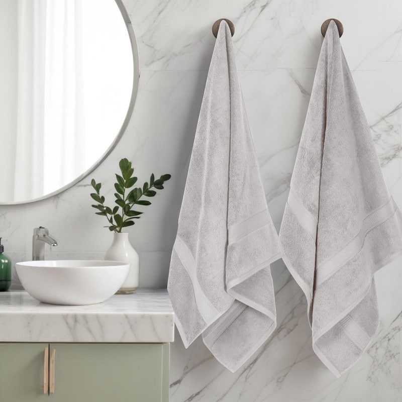 Superior Egyptian Cotton Pile Heavyweight Bath Towel Set of 2 - Silver