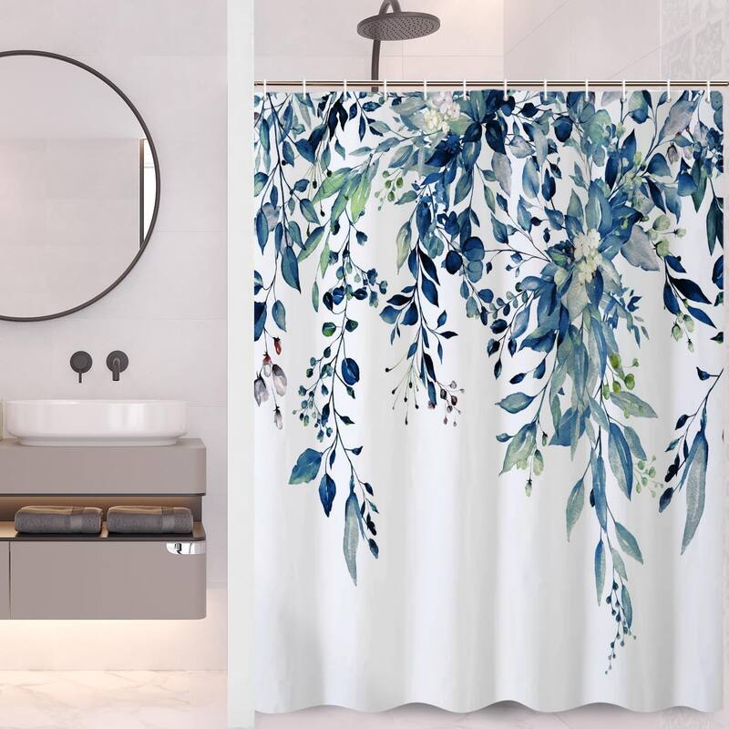 Botanical Bath Curtains Waterproof Fabric for Home Decor, 72"Wx72"H