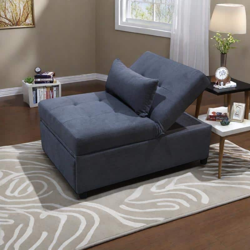 Multi-Functional Folding Ottoman Sofa Bed with Converts to Lounge Chair and Single Bed (264lb Capacity) - Dark Gray
