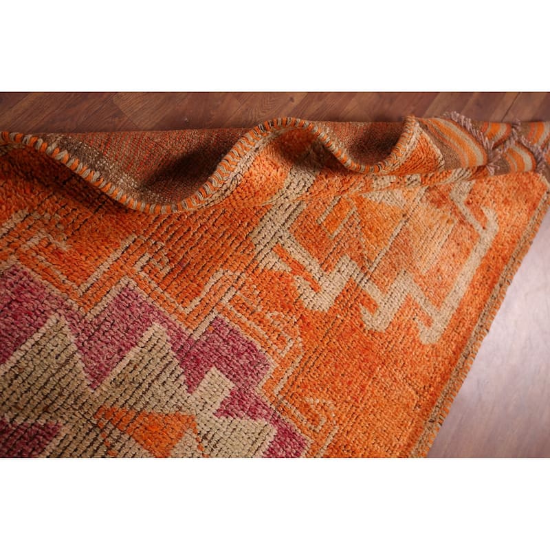 Transitional Oushak Vintage Runner Rug Handmade Wool Carpet - 3'6"x 9'9"