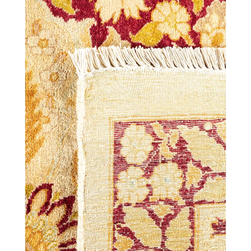 Overton Hand Knotted Wool Vintage Inspired Traditional Mogul Yellow Area Rug - 8' 1" x 10' 1"