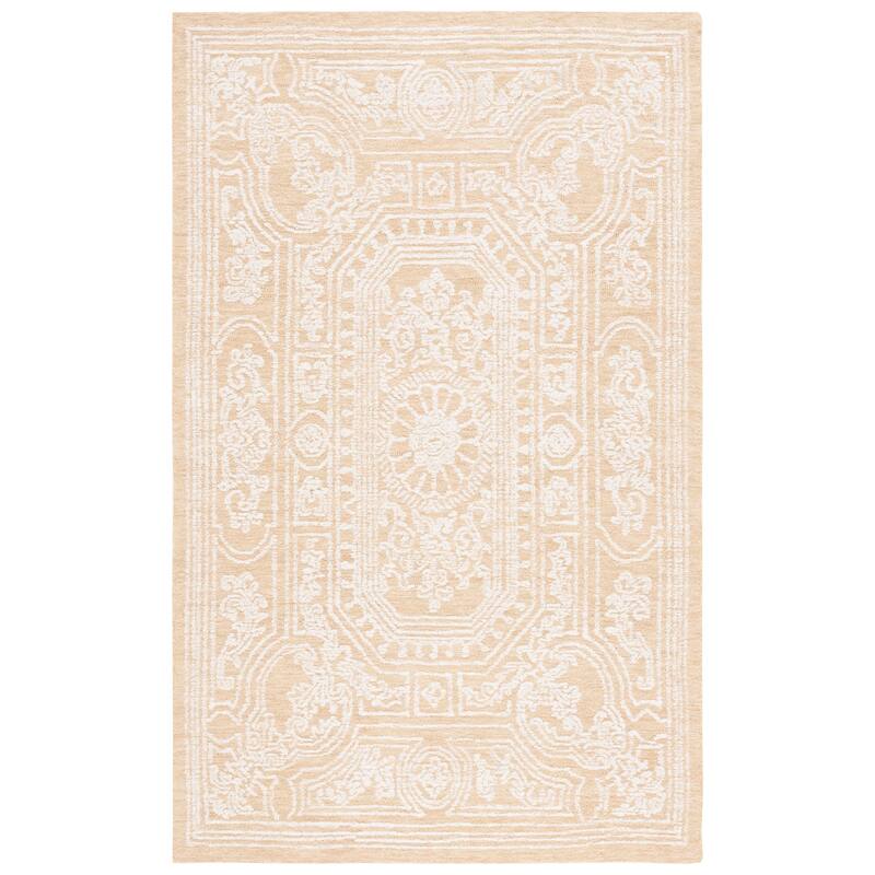 SAFAVIEH Handmade Ebony Tammy Modern Wool Rug - 3' x 5' - Ivory/Gold