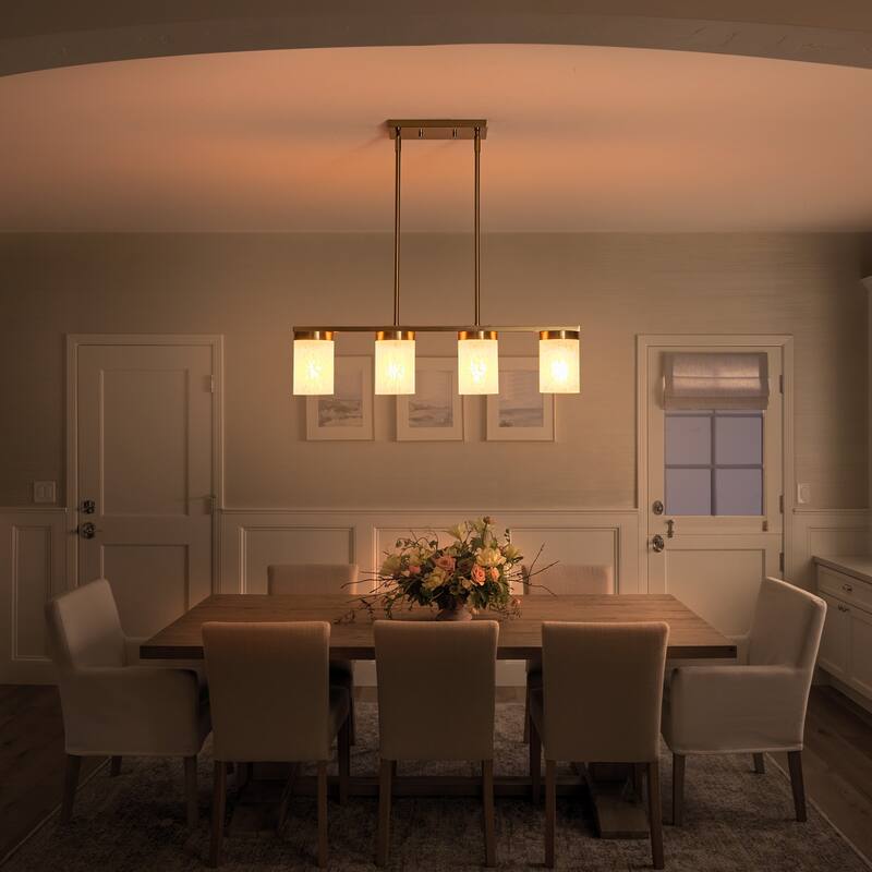 4-Light Faux Marble Glass Island Pendant Light Modern Kitchen - Dia.28.94-in