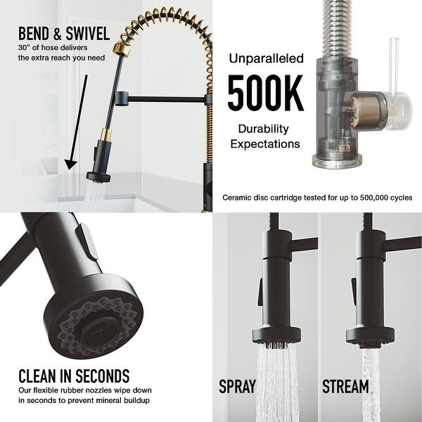 Vigo Edison Pull Down Spray Kitchen Faucet In Matte Brushed Gold Matte Black On Sale Overstock 31507369