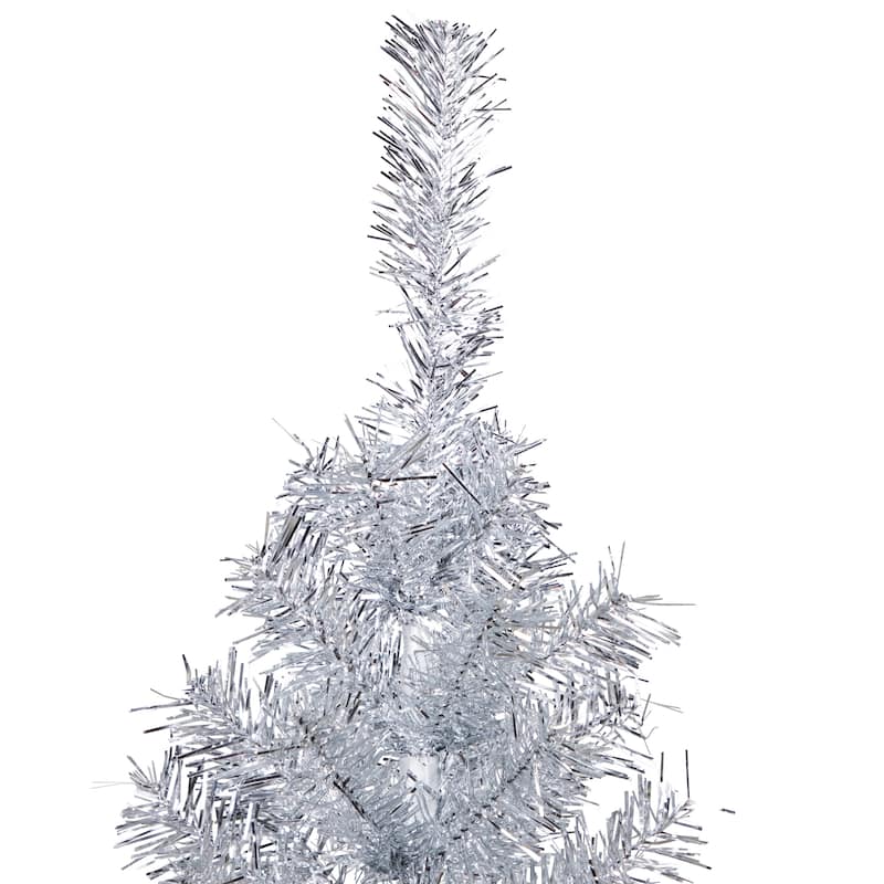 Artificial Tinsel Christmas Tree - 3' - Silver - Unlit - 3 Foot