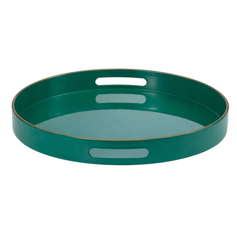 Mimosa Round Tray With Cutout Handles, Green