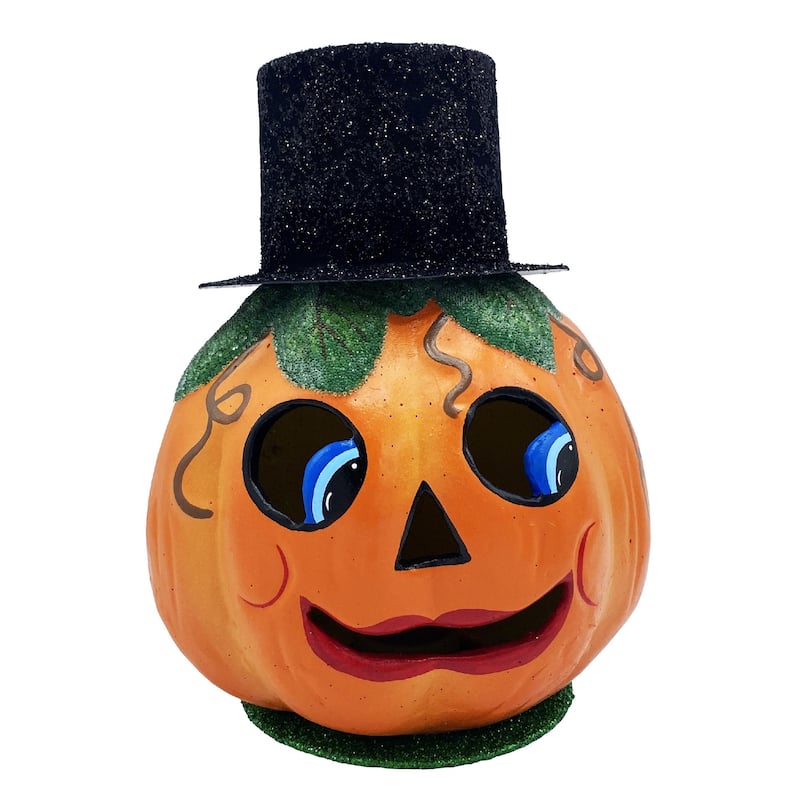9" schaller jack o lantern paper mache halloween candy container