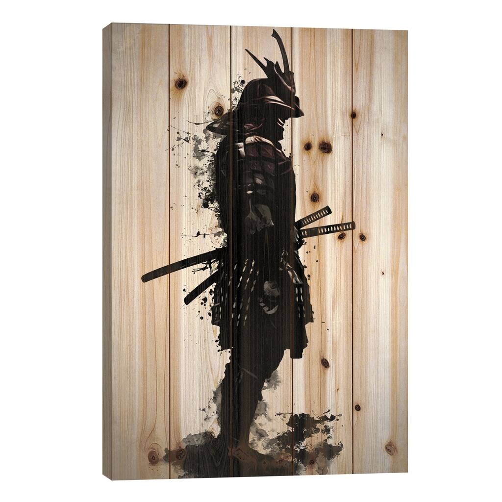 Armored Samurai Print On Wood by Nicklas Gustafsson - Multi-Color
