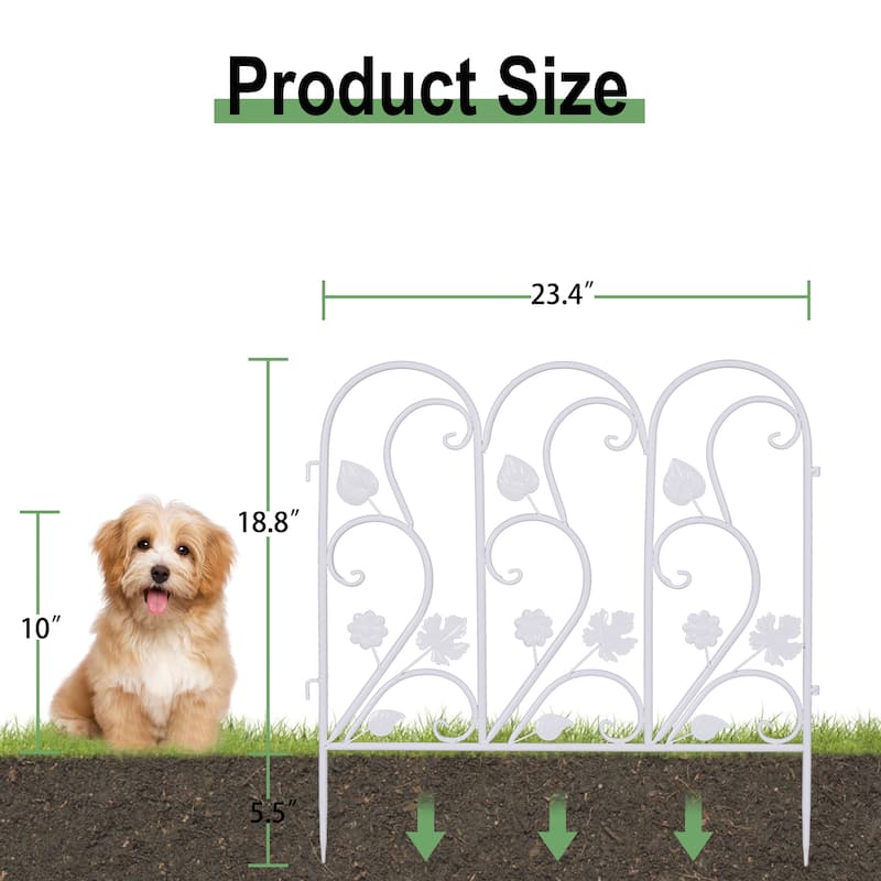 5 Pack Garden Fence Metal Fencing Panels Rustproof Border Section Fence