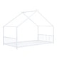 preview thumbnail 4 of 7, White Twin Size Metal House Bed with Roof, Fence and Back for Kids, Boys and Girls, Bedroom