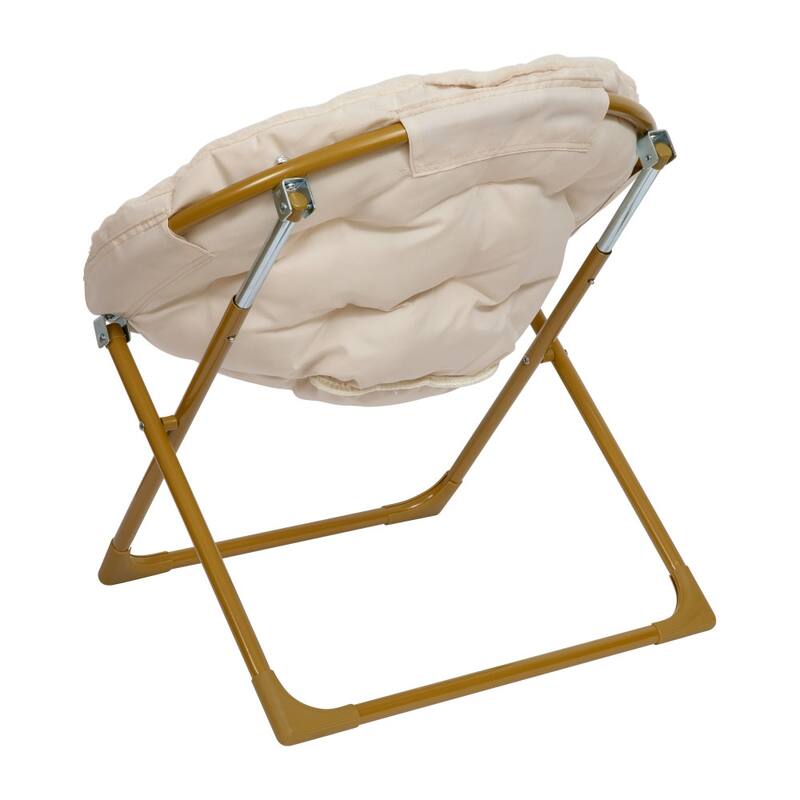 Kids Folding Synthetic Fur Saucer Chair for Playroom or Bedroom - 12.25"D x 22.75"W x 22"H