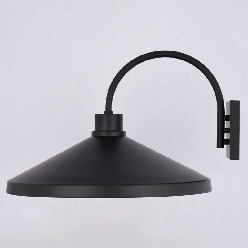 VAXCEL Highland Park Matte Black and White Outdoor Wall Sconce Light Fixture, Steel Shade with White Interior