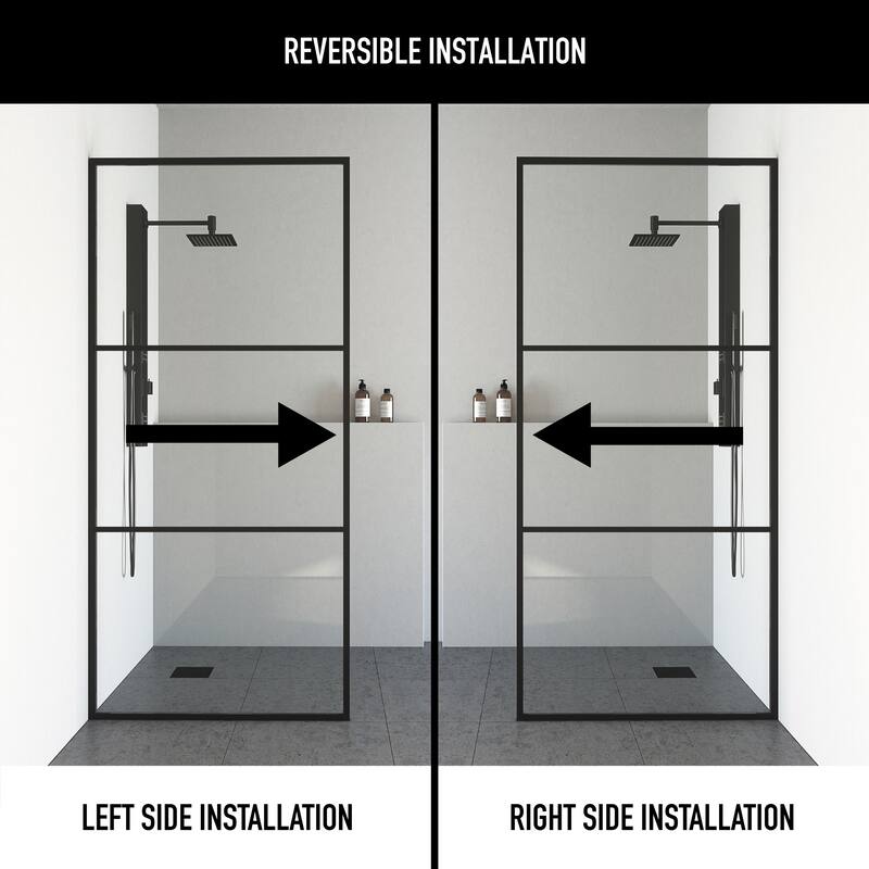 VIGO Divide 34" W x 74" H Framed Fixed Shower Screen in Matte Black