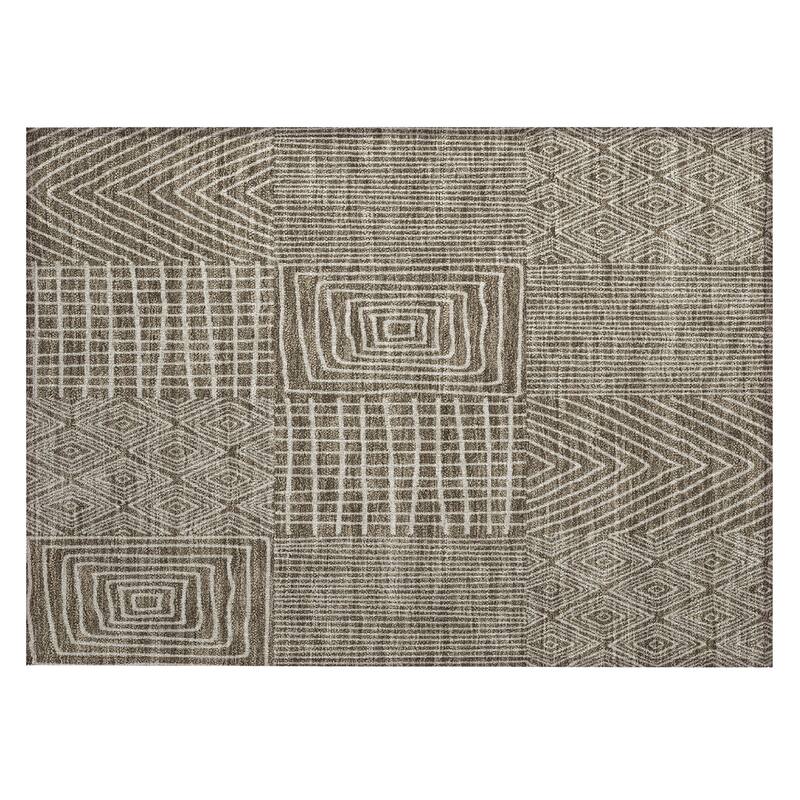 Machine Washable Indoor/ Outdoor Geo Patchwork Chantille Rug