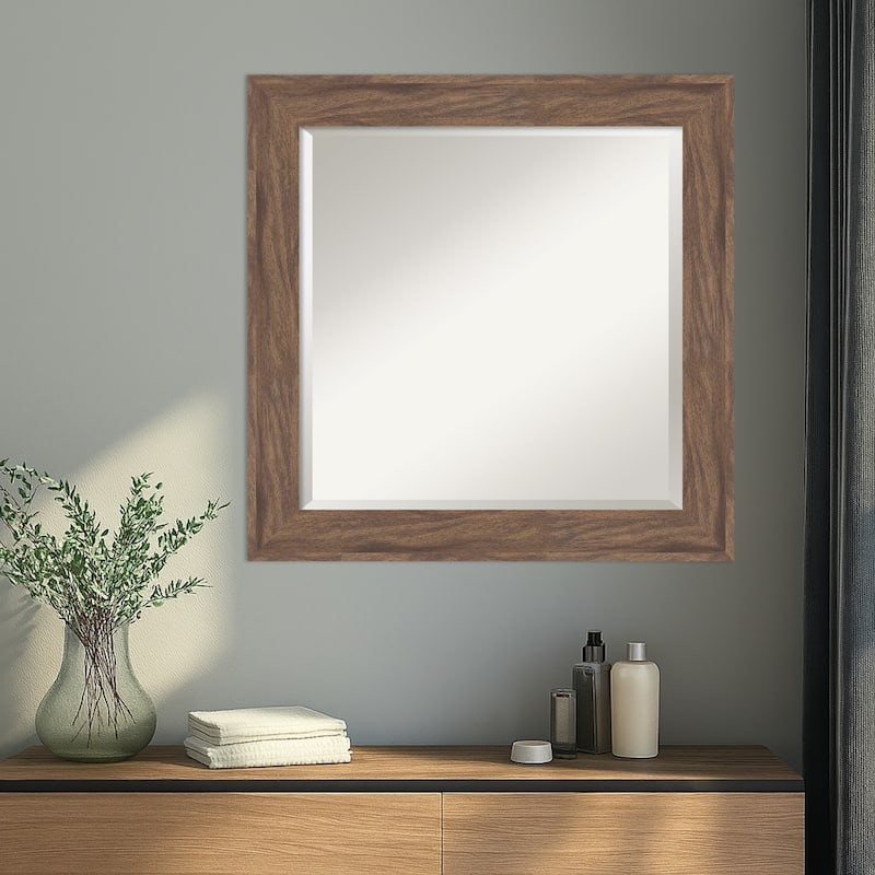 Pia Medium Brown Beveled Framed Wall Mirror - Pia Medium Brown