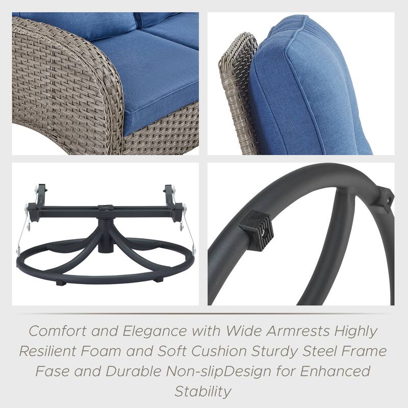 Outdoor Swivel Gliders Chair with Tempered Glass Side Table