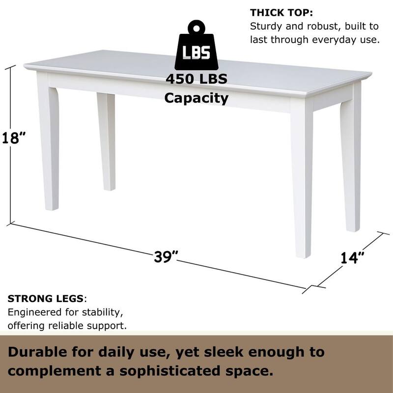 Shaker Style Bench - 39" x 14" - 39" x 14"