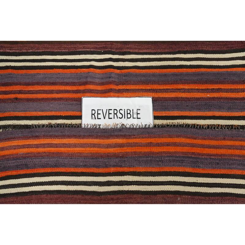 Hand Woven Oriental 100% Wool Carpet Southwestern Geometric Multi-Colored Kilim Area Rug - 11' 1'' X 4' 10''