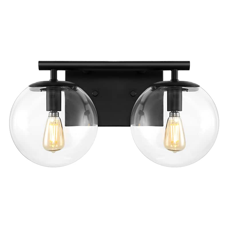 SAFAVIEH Lighting Zenta 2-Light 14-inch Glass Orb Wall Sconce (LED Bulbs Included) - 7.5 In. W x 14 In. D x 7.8 In. H