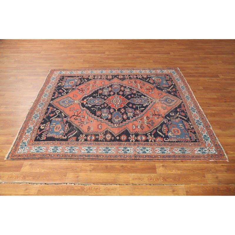 Hand Knotted Oriental 100% Wool Carpet Traditional Medallion Navy Blue & Blues Bidjar Area Rug - 5' 8'' X 4' 9''