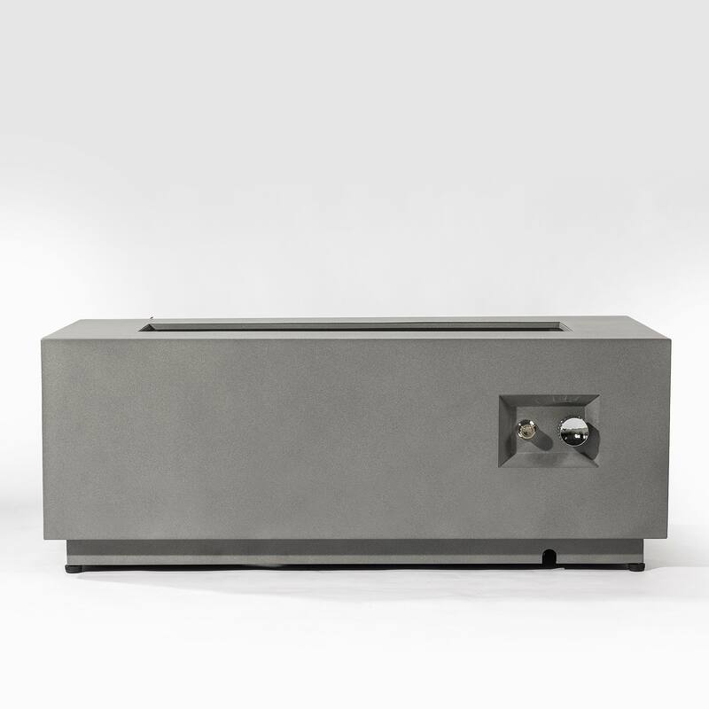 GDFStudio - Mason Rectangular Propane Fire Table with Glass Wind Guard and External Tank Holder