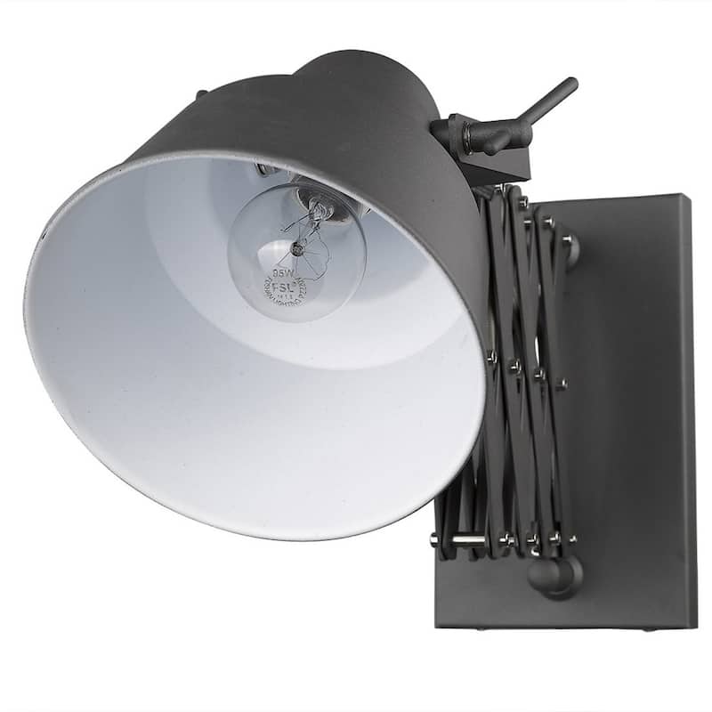 Adjustable Wall Sconce with Grey Metal Shade and Plug-In Iron Fixture E26 Base LED Compatible - 9.75" H x 7" W x 34.5" D