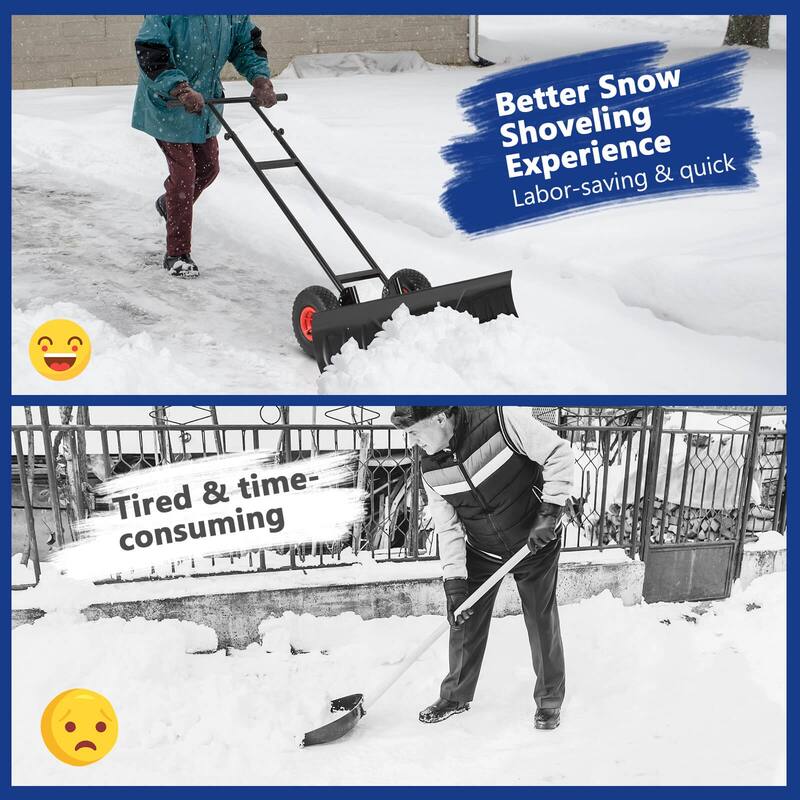 Costway 36" Snow Shovel Pusher with 10" Inflatable Wheels Adjustable - See Details
