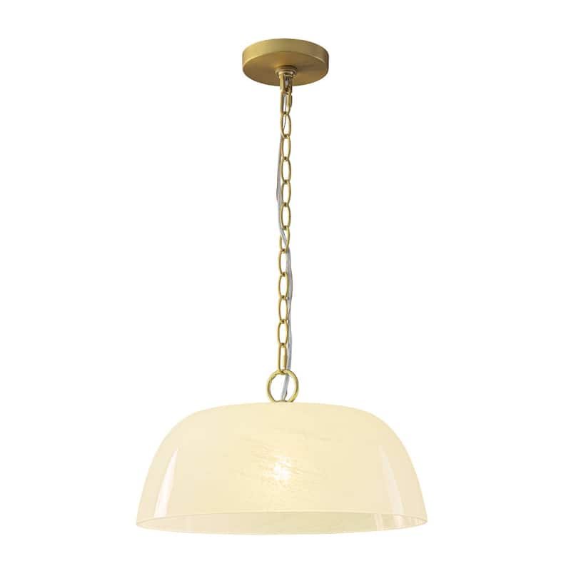 Mid-Century Modern 1-Light Round Opal Glass Pendant Light 14.8in
