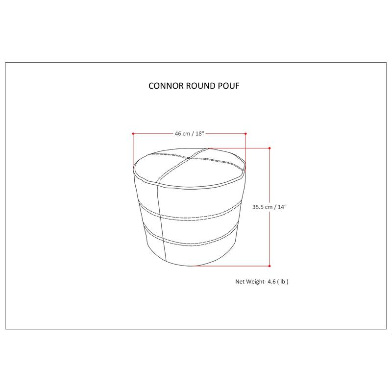 WYNDENHALL Darian Round Pouf in Genuine Leather