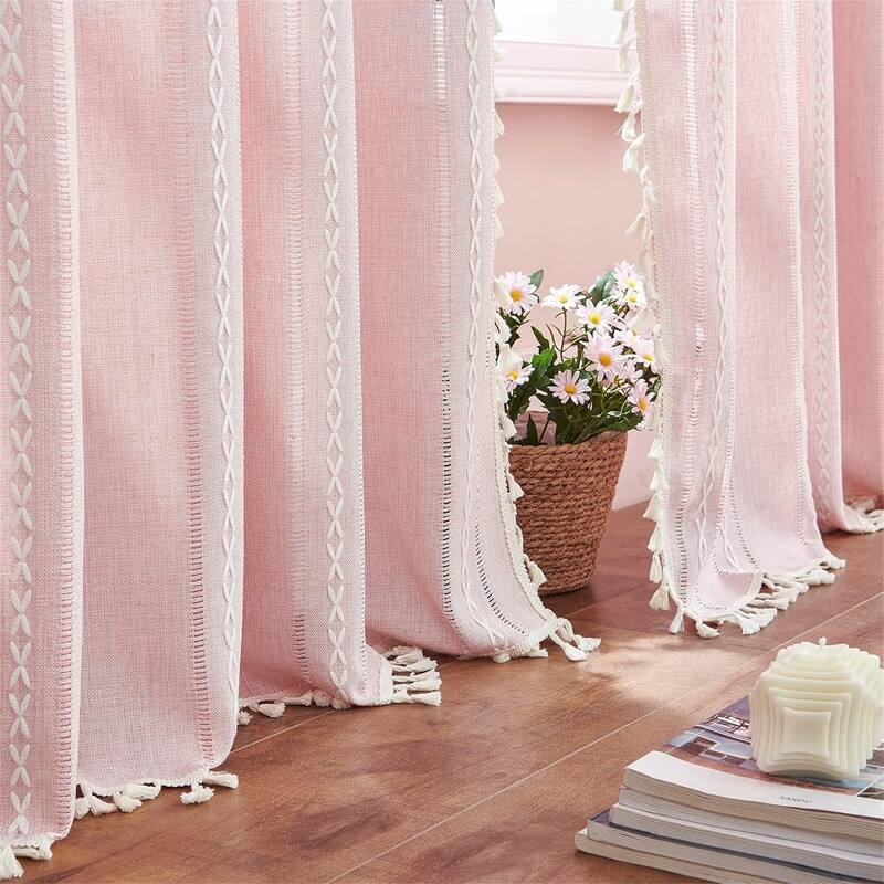 Pink Embroidered Boho 52x84" Girls Room
